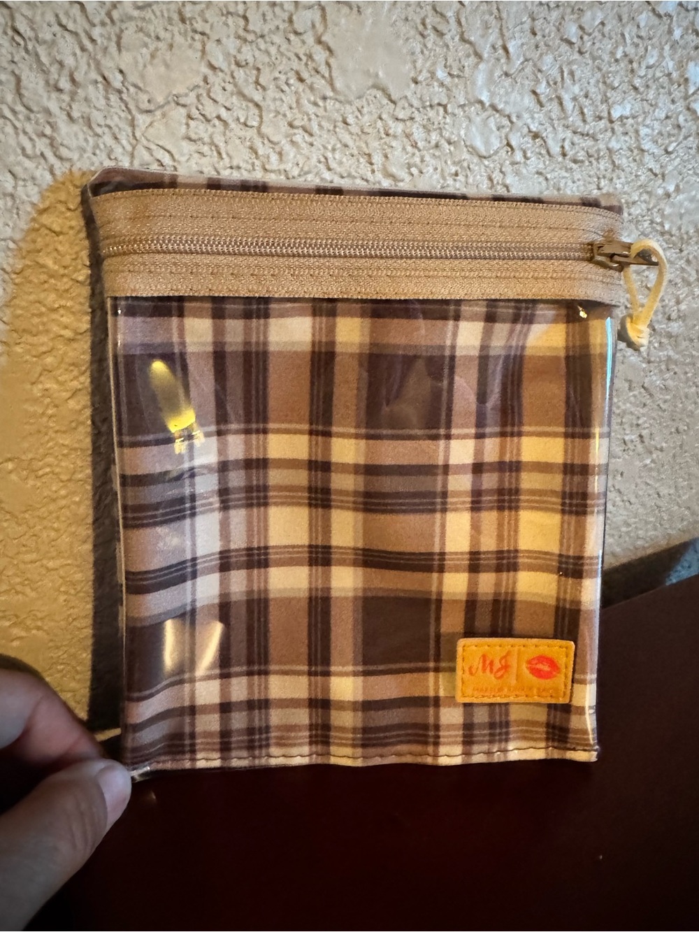 Makeup Junkie bags natural plaid multi use pouch